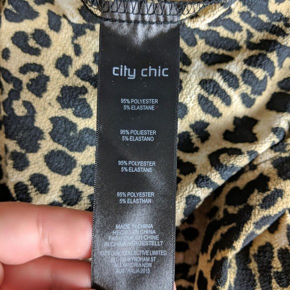 City Chic Black Tan Leopard Twist Midi Dress - Picture 9 of 9